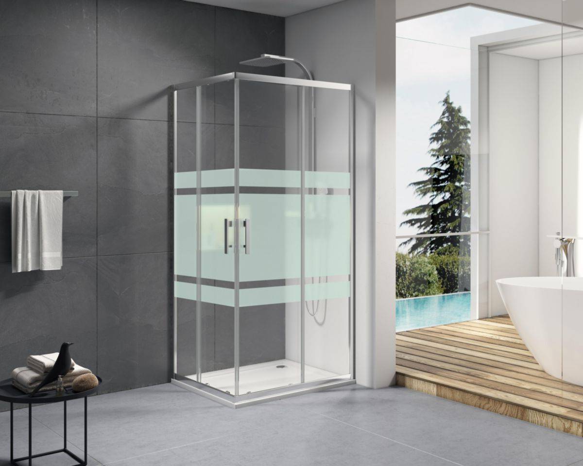 Cabine de douche Primeo 80 x 80 cm avec porte, mi-coulissante, mi-pivotante  interieur - SANITAIRE ET CHAUFFAGE