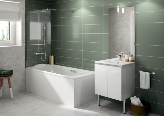 Meuble sous vasque PRIMO 60CM 2 portes (sans poignes) blanc brillant
