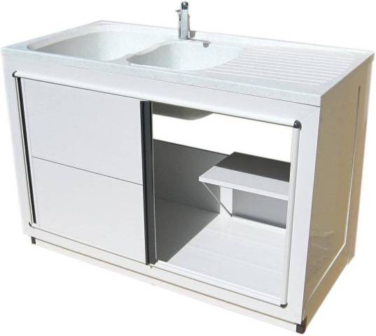 Meuble sous evier pvc coraline standard 120 x 60 2 portes coulissantes rf. 801.1200.C