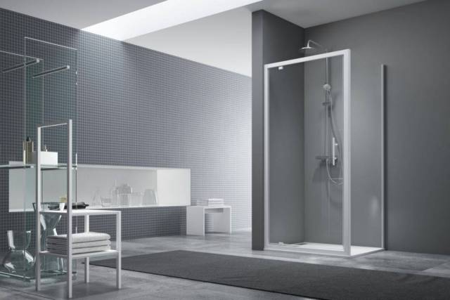 Paroi de douche Alterna Verseau 2, accs de face, porte pivotante gain de place 90 cm